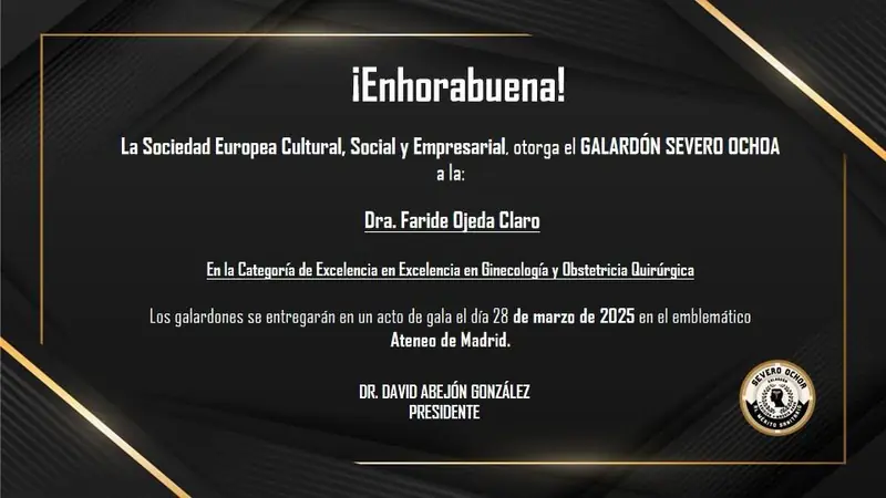 Comunicación del Galardón Severo Ochoa a la Dra. Faride Ojeda Claro